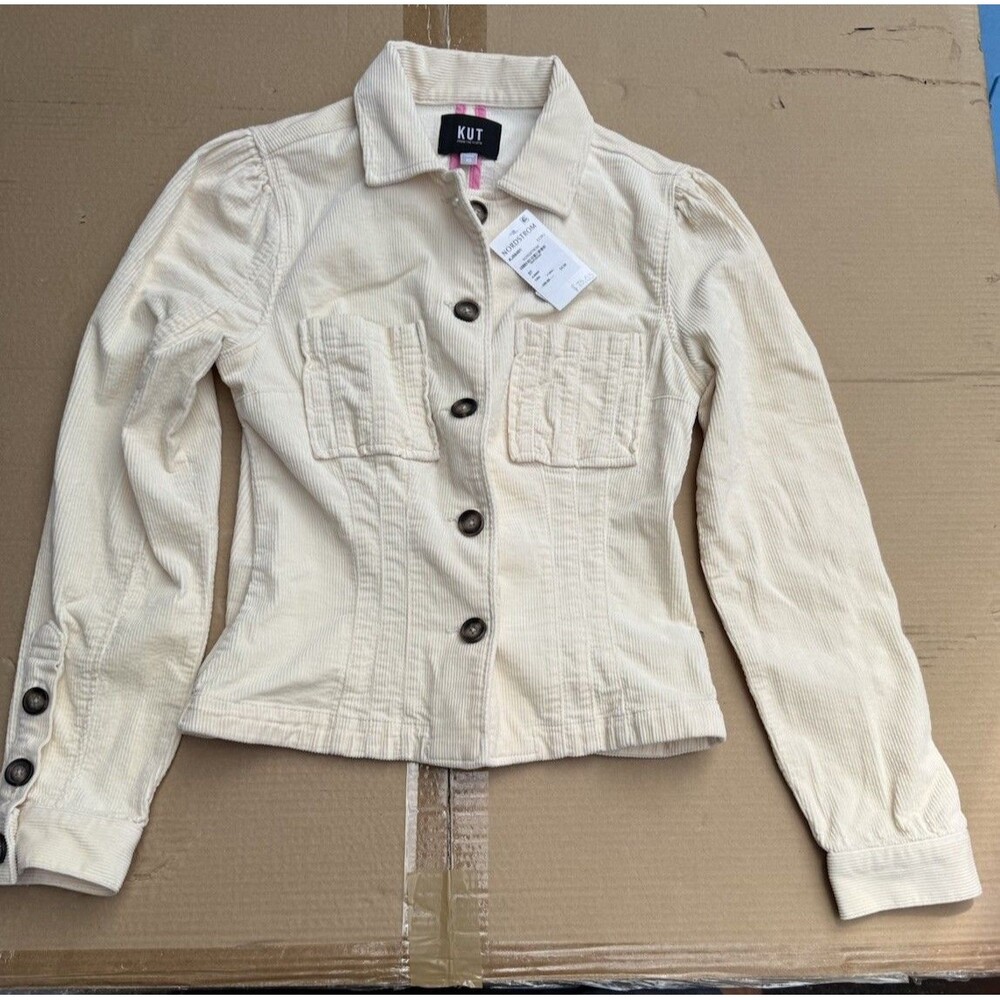 NWT KUT Corduroy Jacket Cream Color X-Small Women's Button Up